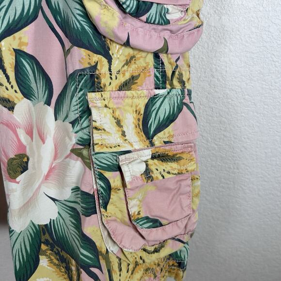 Lucky Brand Dungarees Capri Pants Size 6 Vintage Y2K Floral Printed Cargo Pink - Picture 3 of 8